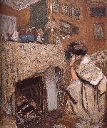 Edouard Vuillard The fireplace black s wife France oil painting artist